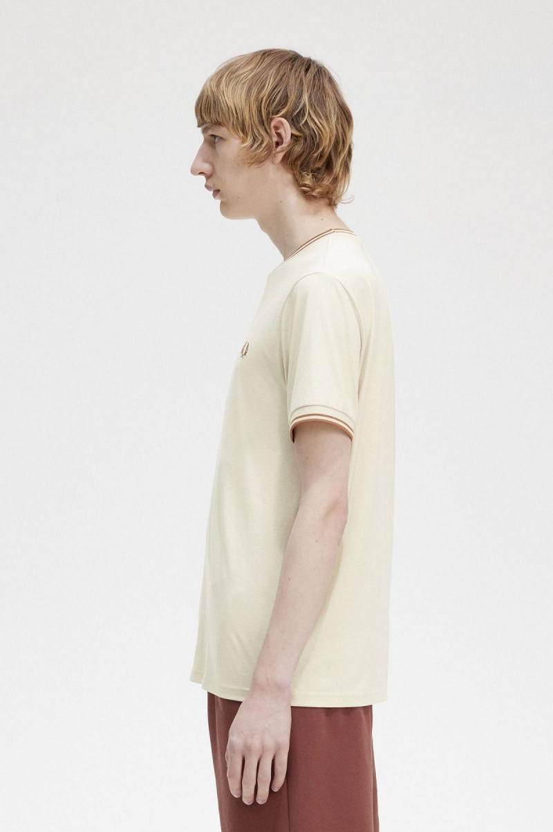 Fred Perry Twin Tipped T-skjorte Herre Oatmeal | NOXBR22564