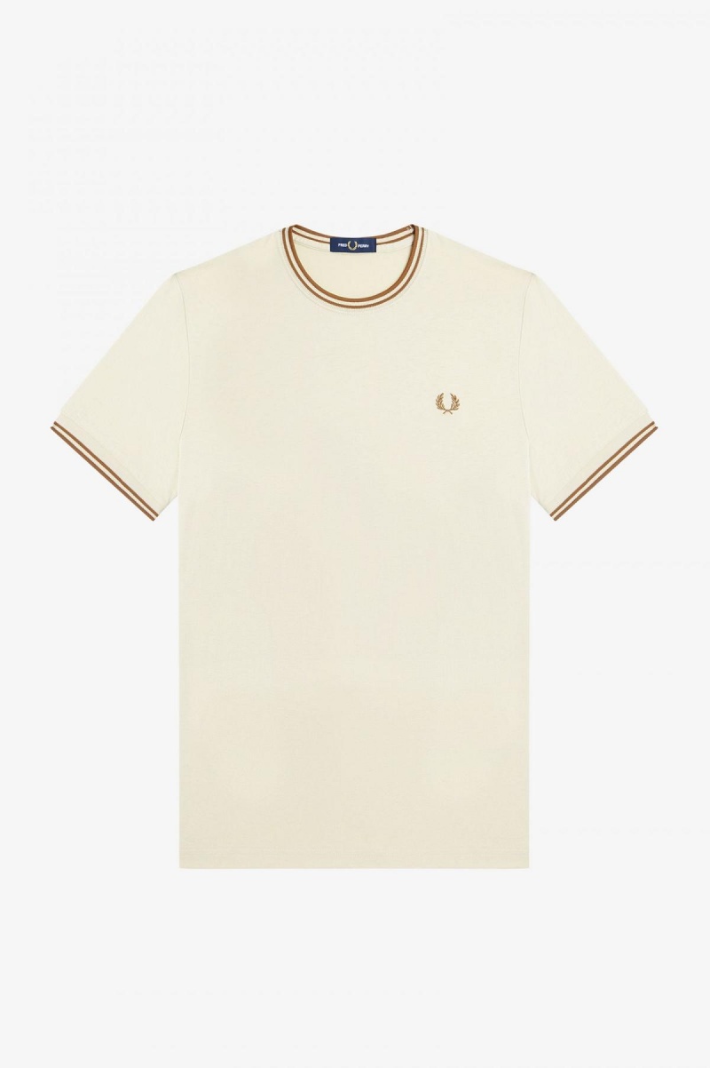 Fred Perry Twin Tipped T-skjorte Herre Oatmeal | NOXBR22564