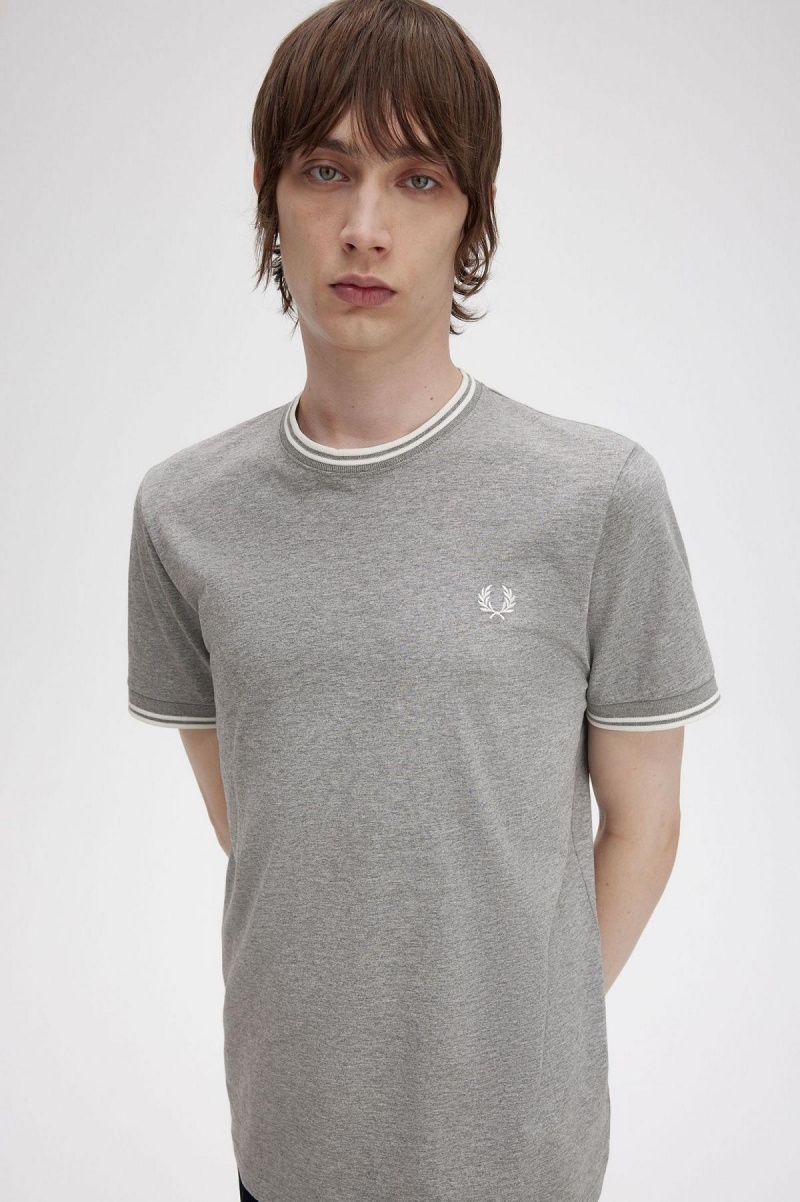 Fred Perry Twin Tipped T-skjorte Herre Steel Marl | NOZPD99582