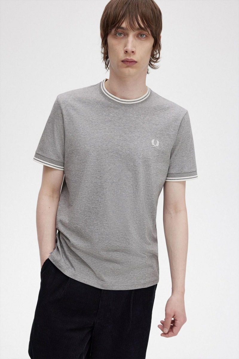 Fred Perry Twin Tipped T-skjorte Herre Steel Marl | NOZPD99582