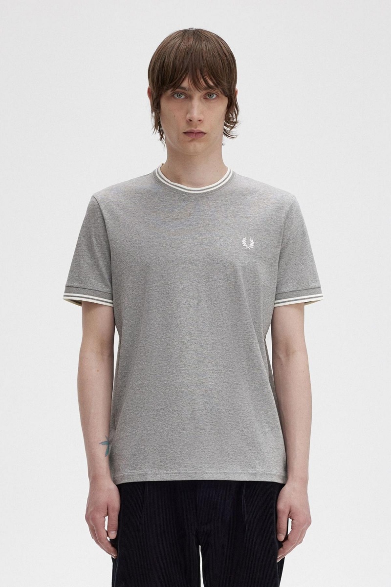 Fred Perry Twin Tipped T-skjorte Herre Steel Marl | NOZPD99582