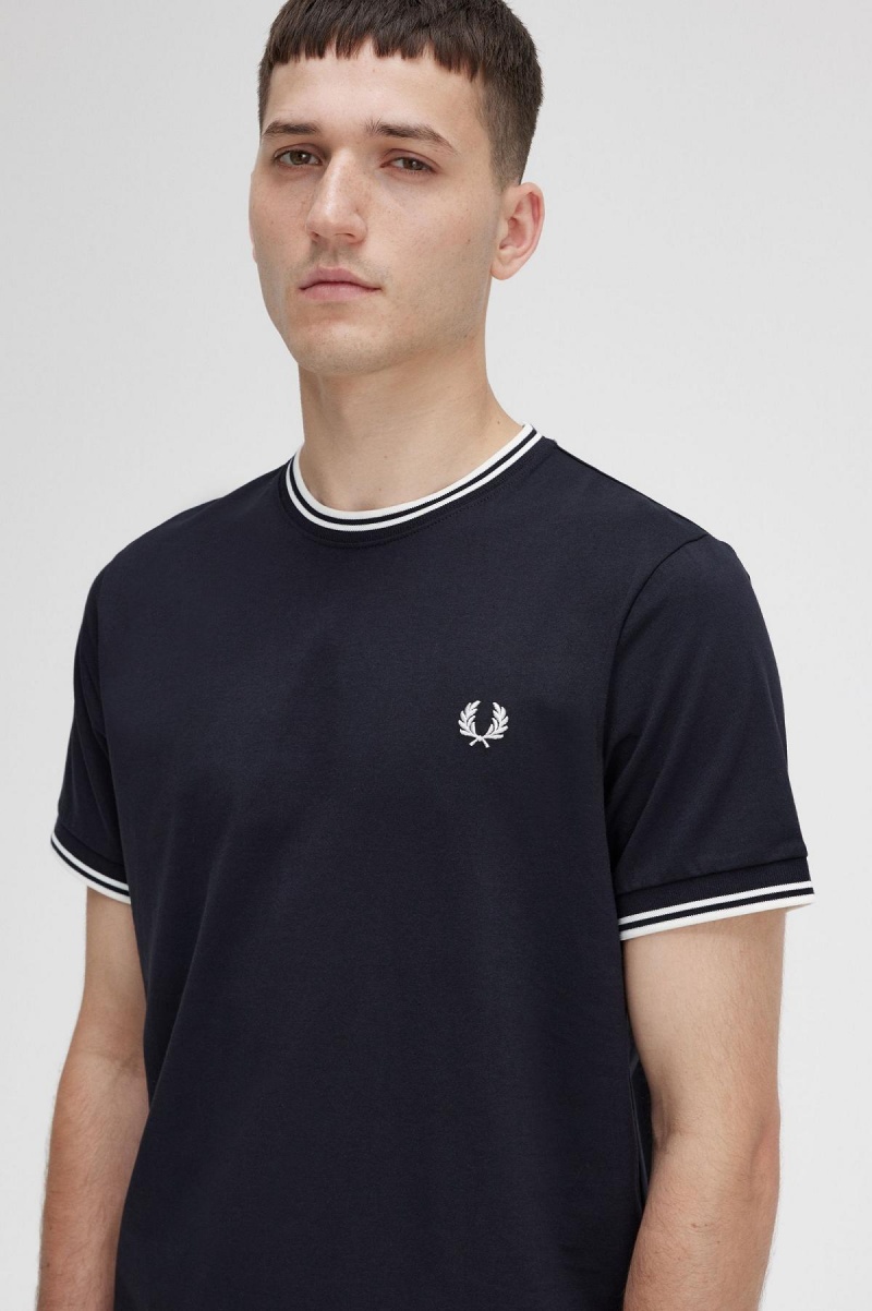 Fred Perry Twin Tipped T-skjorte Herre Svarte | NODFL59860