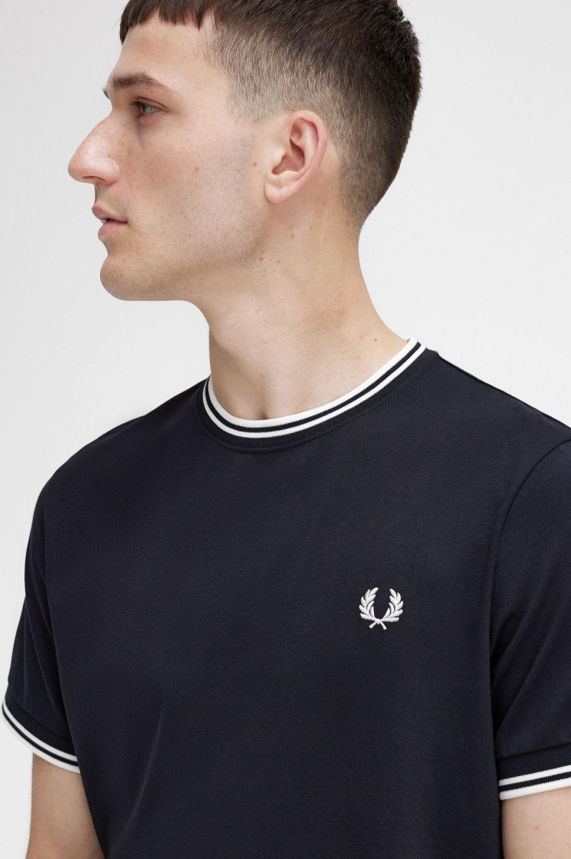 Fred Perry Twin Tipped T-skjorte Herre Svarte | NODFL59860