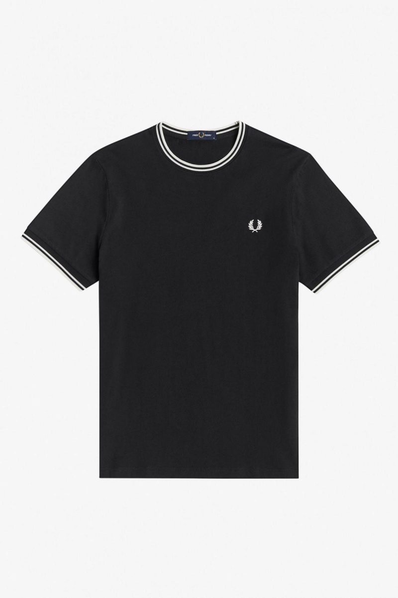 Fred Perry Twin Tipped T-skjorte Herre Svarte | NODFL59860