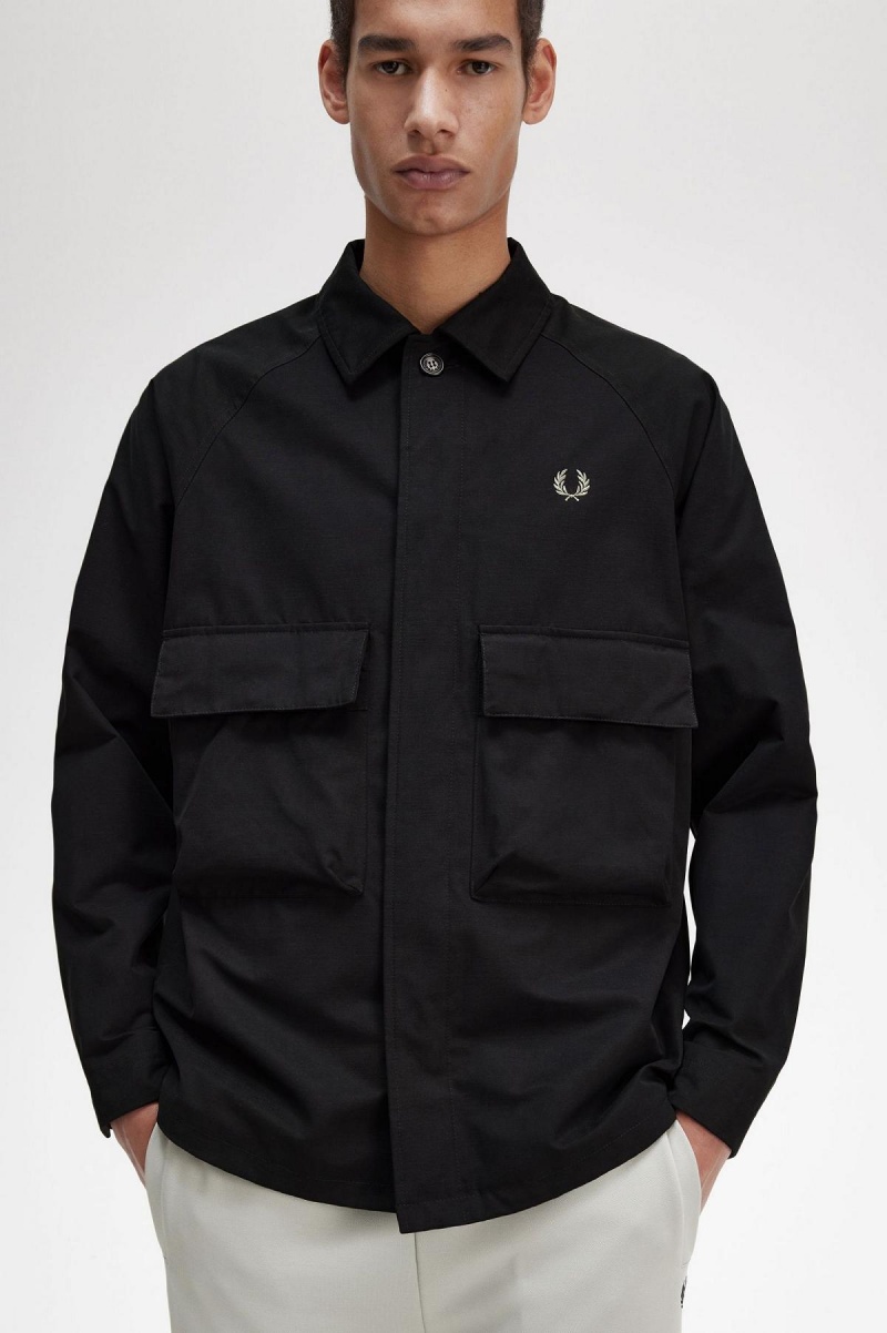 Fred Perry Utility Skjorte Herre Svarte | GNOUC77454