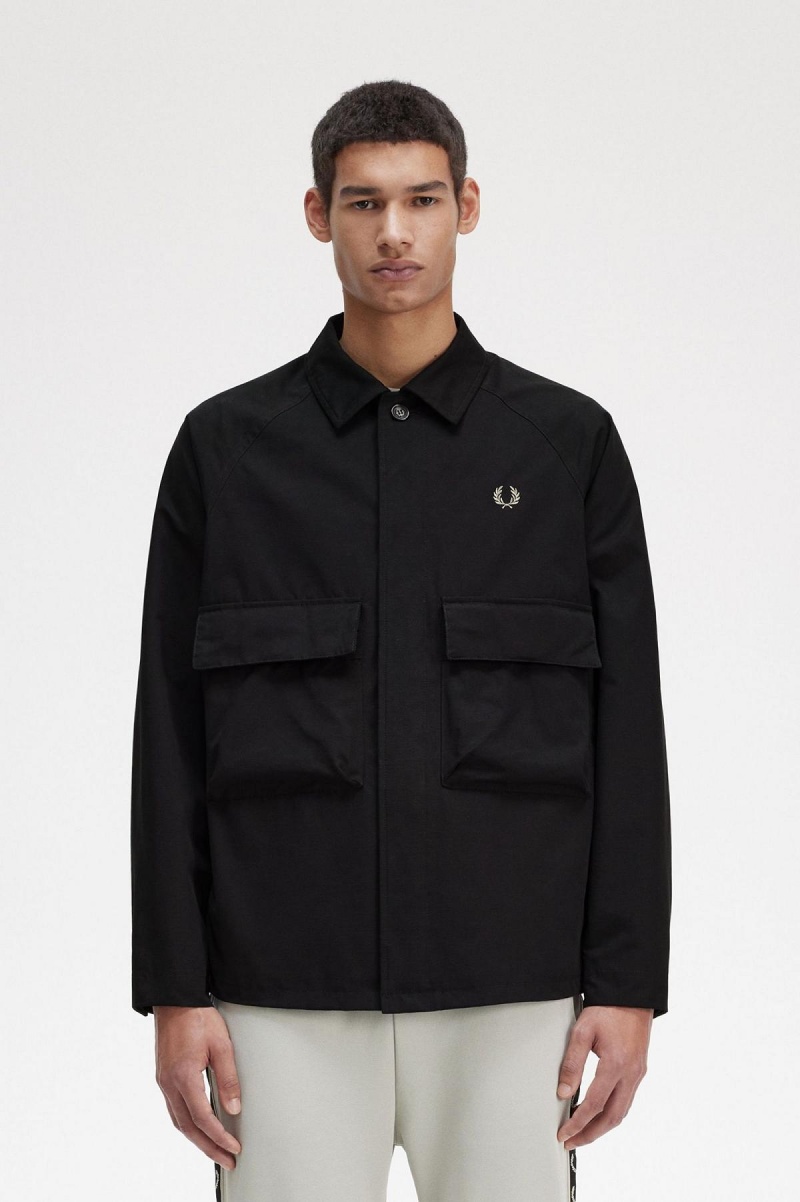 Fred Perry Utility Skjorte Herre Svarte | GNOUC77454