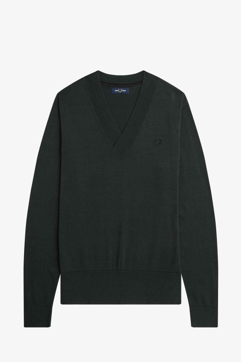 Fred Perry V-Neck Jumper Strikkevarer Herre Grønn | FNOUI24867