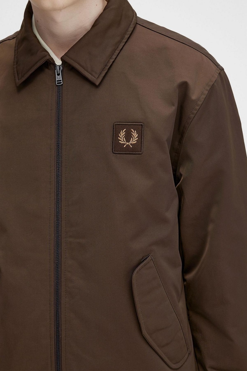 Fred Perry Vattert Zip Through Frakker Herre Burnt Tobacco | NOEAH88151