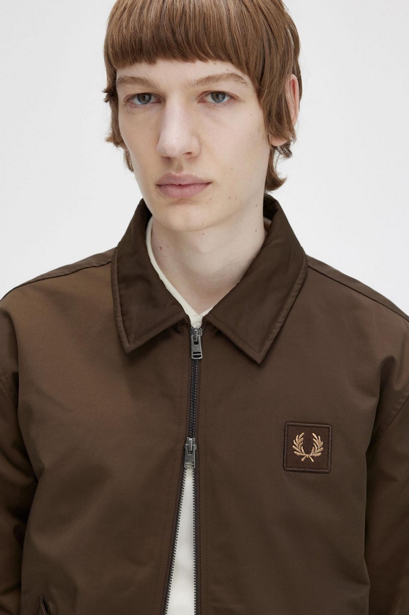 Fred Perry Vattert Zip Through Frakker Herre Burnt Tobacco | NOEAH88151