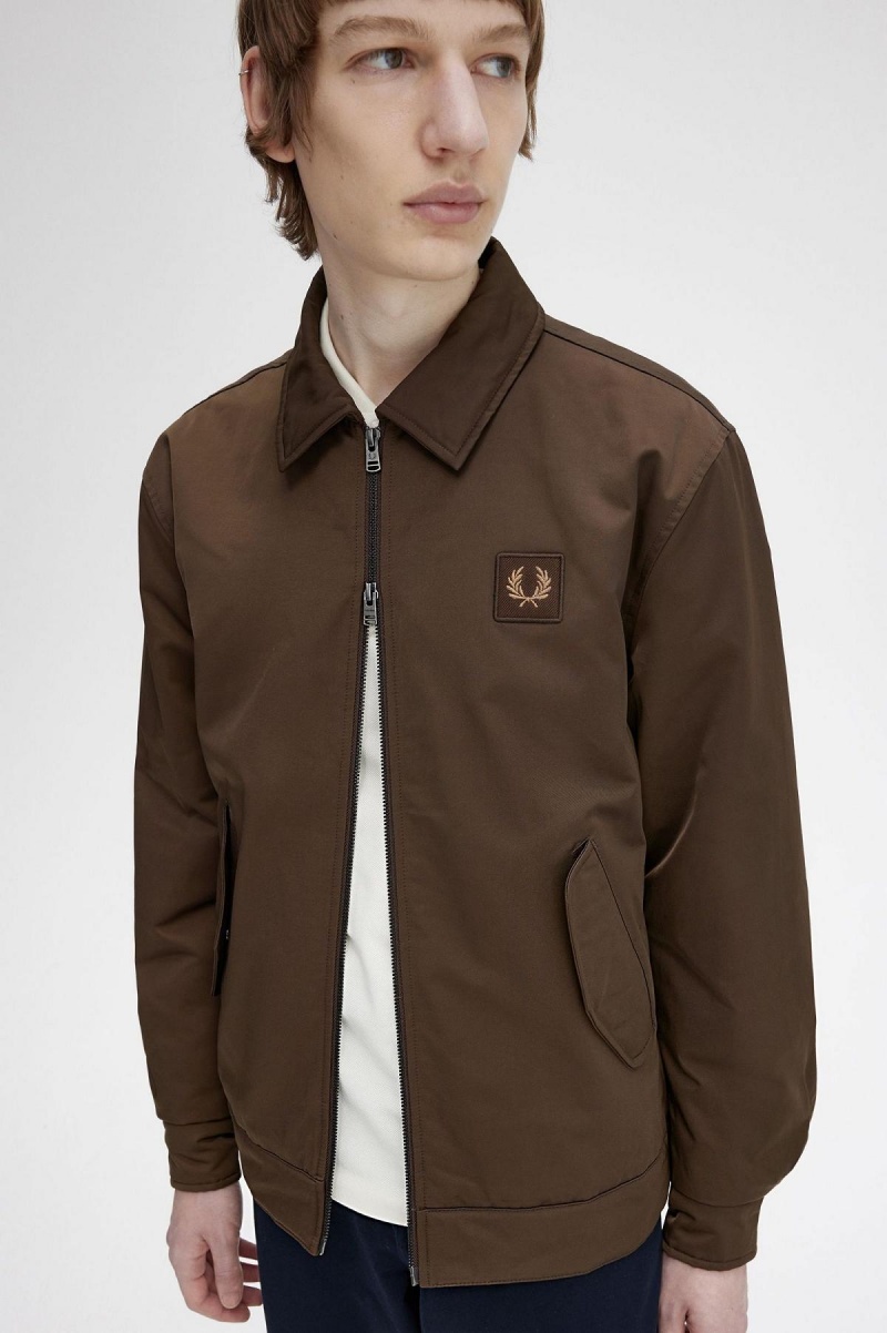 Fred Perry Vattert Zip Through Frakker Herre Burnt Tobacco | NOEAH88151