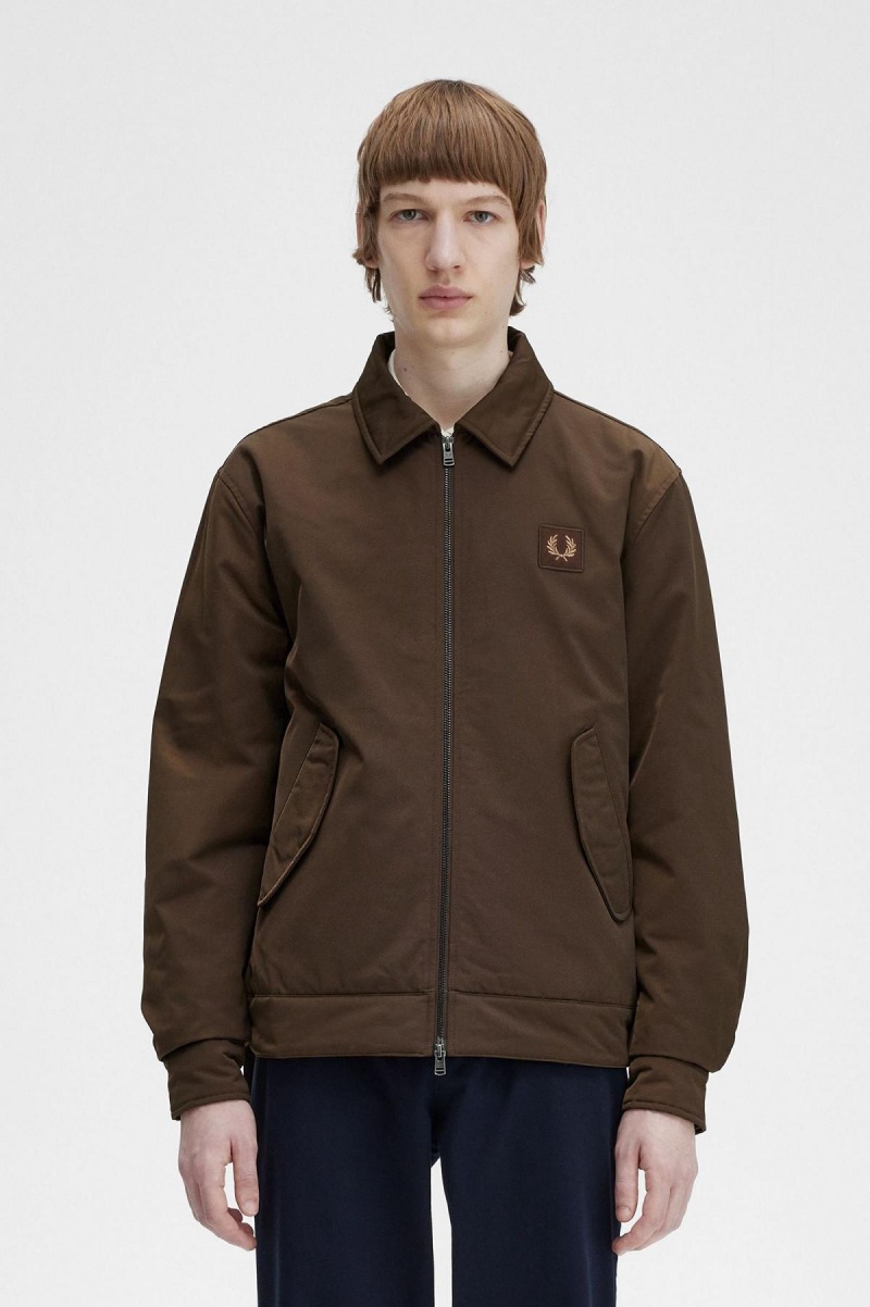 Fred Perry Vattert Zip Through Frakker Herre Burnt Tobacco | NOEAH88151