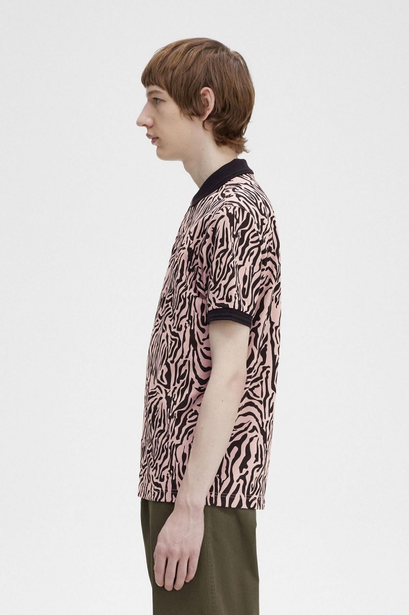 Fred Perry Zebra Print Fred Perry Shirt Polo T Skjorte Herre Rosa Rosa | ZNONQ54372