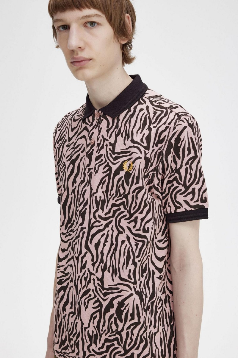 Fred Perry Zebra Print Fred Perry Shirt Polo T Skjorte Herre Rosa Rosa | ZNONQ54372