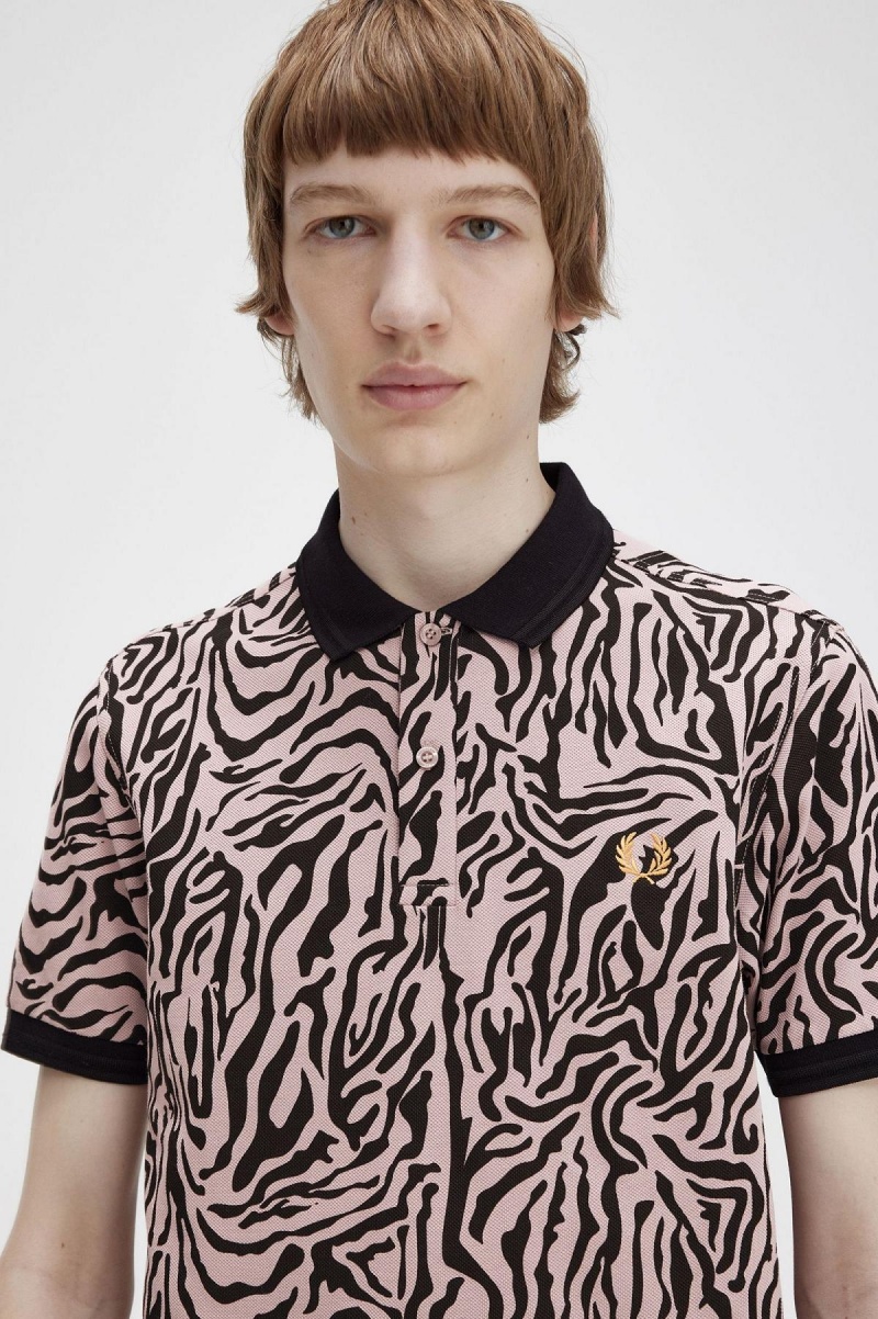 Fred Perry Zebra Print Fred Perry Shirt Polo T Skjorte Herre Rosa Rosa | ZNONQ54372