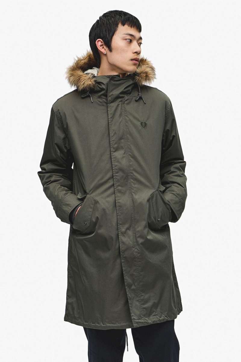 Fred Perry Zip-In Liner Parka Frakker Herre Grønn | NOJBT90000