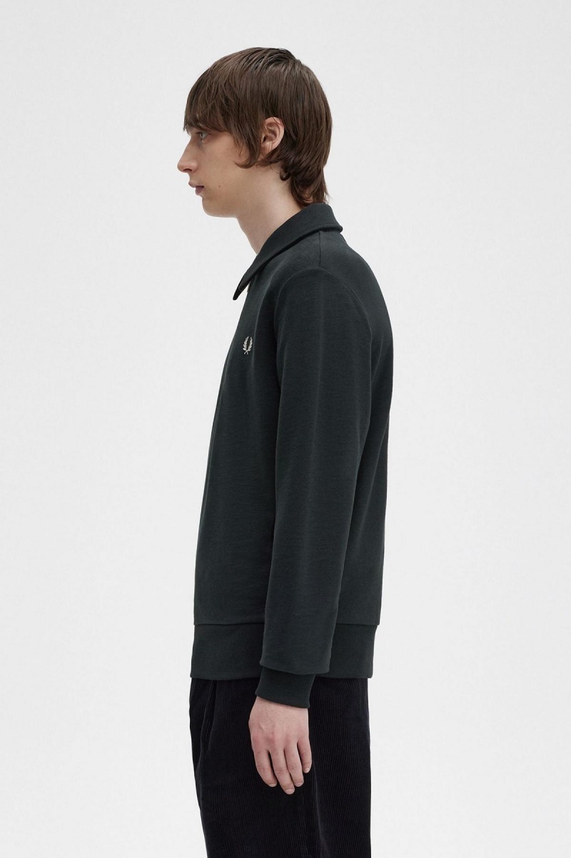 Fred Perry Zip Neck Collar Gensere Herre Grønn | BNOSD87979