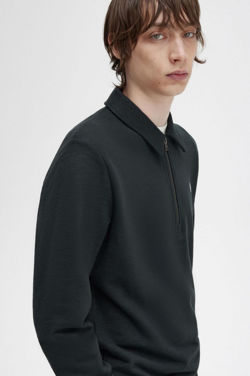 Fred Perry Zip Neck Collar Gensere Herre Grønn | BNOSD87979