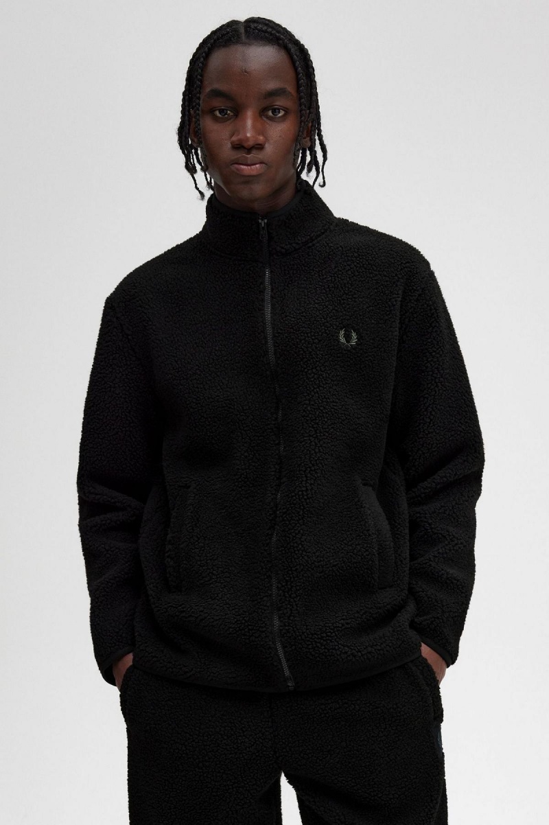 Fred Perry Zip Through Borg Fleece Frakker Herre Svarte | SNONY38848