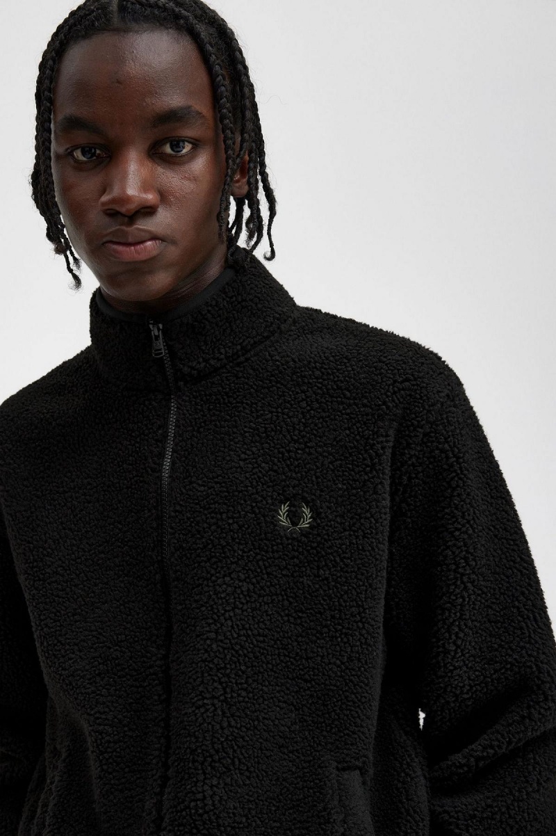 Fred Perry Zip Through Borg Fleece Frakker Herre Svarte | SNONY38848