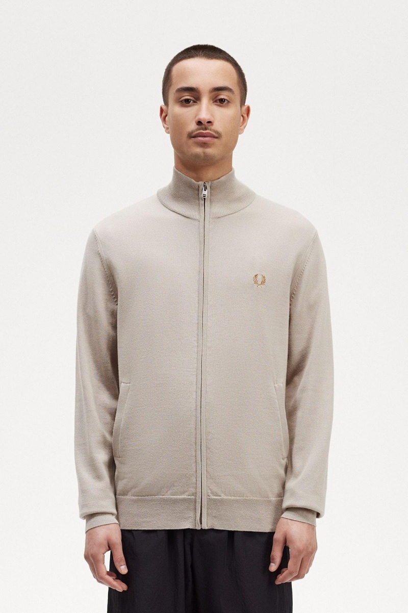 Fred Perry Zip Through Cardigan Strikkevarer Herre Mørke | NODYB39305