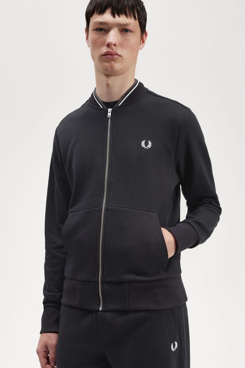 Fred Perry Zip Through Gensere Herre Svarte | ANODF41132